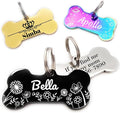 Personalized Dog Tags and Cat Tags, Stainless Steel Pet ID Tags, Collar Charm Engraved on Both Sides, up to 4 Lines of Custom Text, Various Patterns and Colors Options (Bone)