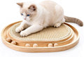 Cat Scratchers for Indoor Cats with 6 Ball Track Toys, Wooden Sisal Cat Scratcher Board, Interactive Cat Ball Track Toy for Kitty Claw Care, Exercise & Furniture Protection