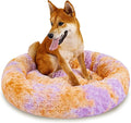 Calming Dog Bed for Medium Dogs Cats, Puppy 31'' Round Anti-Anxiety Warm Fluffy Plush Faux Fur Bed, Soft Anti-Slip Donut Washable, Cozy Medium Puppy Bed, Fits up to 50 lbs Pets
