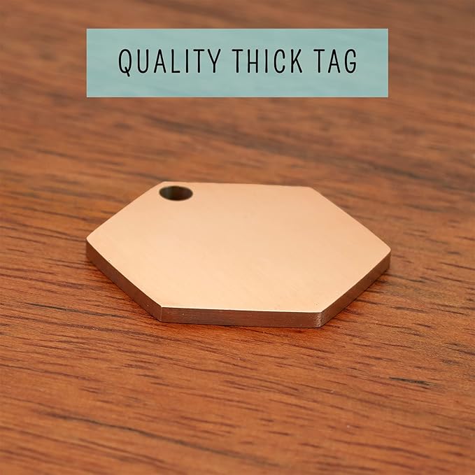 Ultra Joys Stainless Steel Pet ID Dog Name Tag - Personalized Front and Back Engraving, Customized for Dogs and Cats, Optional Both Sides Engraving, Hexagon Vine Design, Rose Small