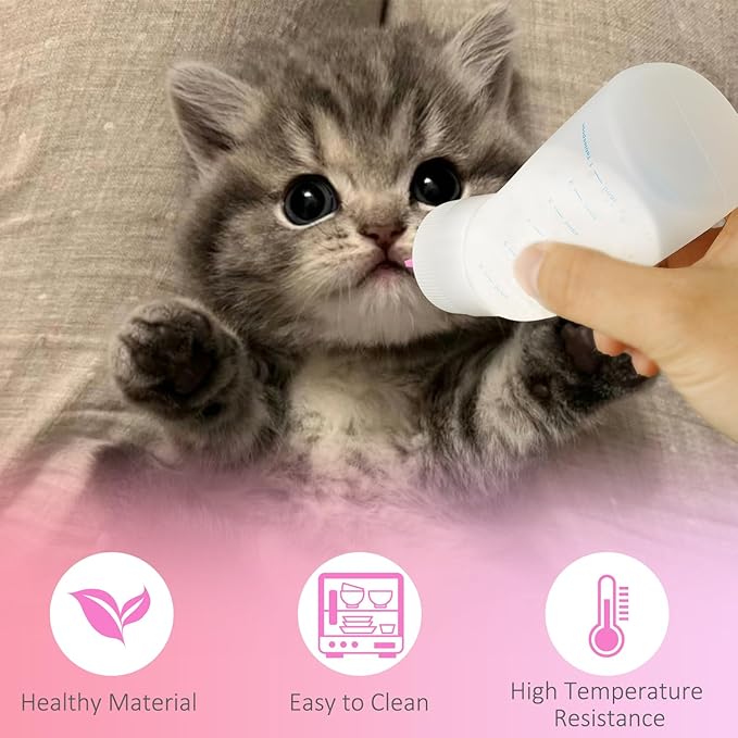 Puppy Bottles for Nursing,Puppys Bottles for Nursing Newborn Puppy,Syringe for Feeding Cat Bottle for Kittens,New Upgrade Kitten Silicone Newborn Supplies (Pink)