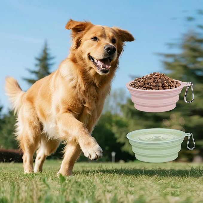 2-Pack, LeeRound Large Collapsible Dog Bowls, Food-Grade Silicone Collapsible Bowl, Travel Dog Bowls for Pet Cat Feeding Water and Food Camping&Hiking Meet Needs Different Scenarios Feeding Essentials