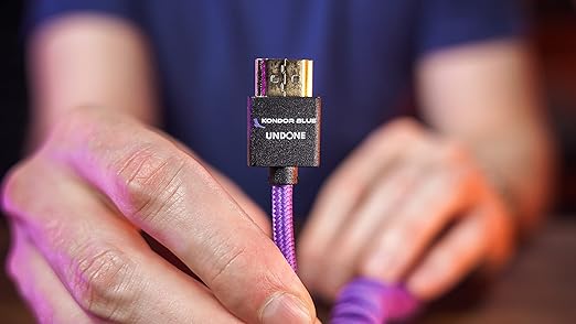 KONDOR BLUE x Gerald Undone | Ful HDMI 2.0 Type A Male to Male 12"- 24" Coiled Braided Cable | 4K 60Hz 18Gbps, HDR, 3D, Reinforced | for On-Camera Monitors & Recorders + More | Purple