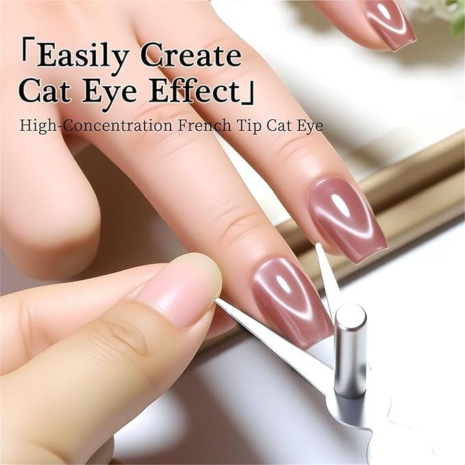 2026 New Ring-Shaped Cat Eye Magnet for Nails, Hollow Cateye Magnet for Nails, Y & Rin-gMagnet(Wide Beam,Heart,French), Mini Round Strong Nail Magnet French Tip Tool for Home Salon DIY Manicure (1Set)