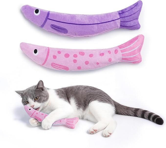 Catnip Toys, [9000mg] Extra Large Cat Toys for Indoor Cats, 100% Natural North American Catnip Floppy Fish, Crinkle Sound, Soft Cotton-Free Surface for Chewing, Teething & Kicking