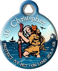 Dog Tag Art Saint Christopher Proect My Pet Personalized Pet ID Tag for Dogs and Cats, Silent Polymer Coated Stainless Steel Nametag with Customized Identification Information, Large 1.25" Diameter