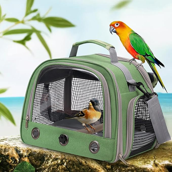 Bird Travel Carrier - Portable Parrot Travel Bag, Bird Carrier Bag, Zippered Multipurpose | Portable Sparrow Case with Shoulder Strap, Parrot Transport Cage for Walking, Sunbathing