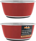 Master Pet Supply Stainless Steel Dog Bowls Set of 2 (16 Oz Each) with Non-Slip Rubber Base - Crimson Flame - Basic Dog Food Bowl Water & Food Bowls for Small Medium Large Dogs & Cats, Metal Dish