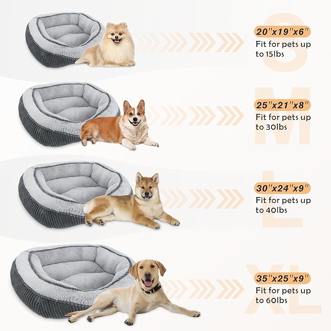 SIWA MARY Small Dog Beds for Small Dogs Cats, Washable Pet Bed, Cat Beds for Indoor Cats, Rectangle Soft Calming Sleeping Warming Puppy Bed with Anti-Slip Bottom(20"x19"x6")