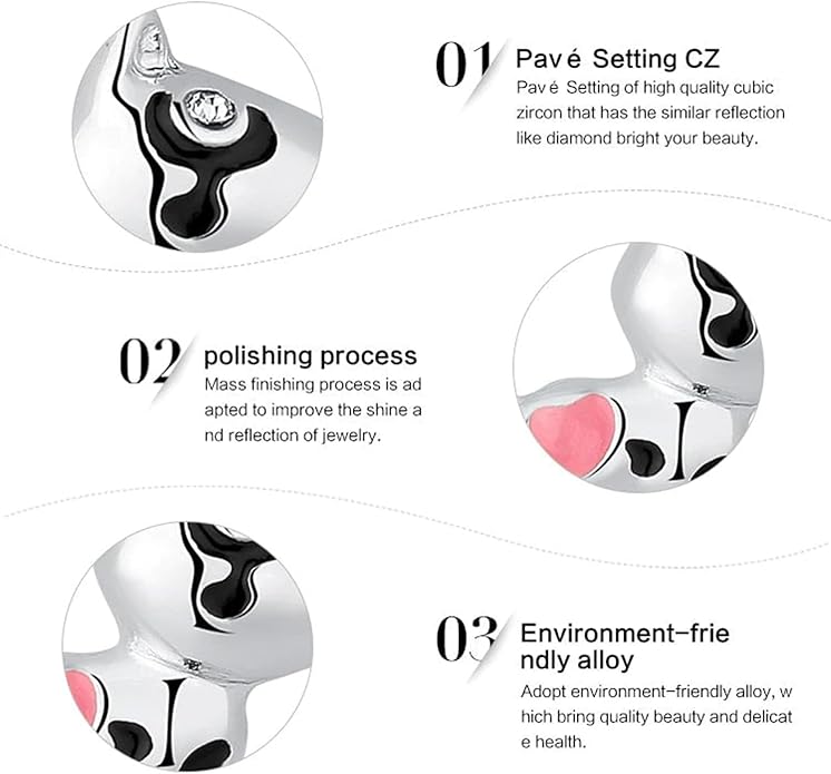 Pet Charm, Cute Dog Charm, Animal Dangle Charm, Sterling Silver Charm, Gift For Women, Friends, Wife, Mother, Christmas, and Halloween, Compatible With Pandora