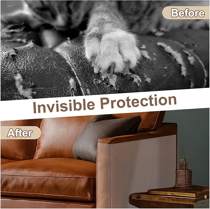 uxcell Anti Cat Scratch Furniture Protector, 1 Roll 197" x 5.9" Single-Sided Sticky Couch Protector from Cat Claws, Clear Protectors from Cats Scratching for Sofa Corners, Walls, Doors