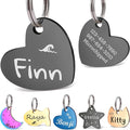 Anavia Small Size Dog Cat ID Tags, Small/XS Personalized Color Plated Stainless Steel Puppy Kitten Name Tags, Customized Engraved Nameplate Pet Collar Tag (Black, Heart)