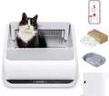 Popur X5 Cat Robot Kitty Litter Box Automatic Self Cleaning for Multiple Large Cats - Core Bundle Best Value Includes Smart Sifting Litter Pan, Odor Control Plastic Waste Bin, Extra Liner & Trash Bags