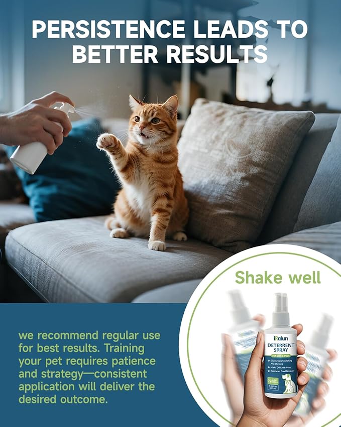 Cat Deterrent Spray - Safe Indoor & Outdoor Deterrent for Furniture Protection, Effective Training Aid with Natural Ingredients - Dog & Cat Repellent Spray,100ML