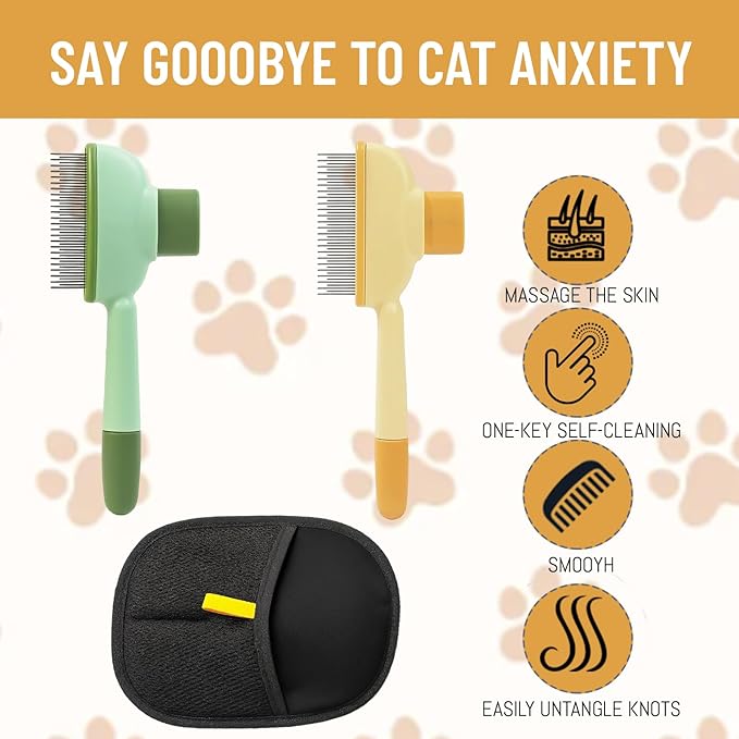 3-Piece Flea Comb Set for Cats, Flea Comb for Cats and Kittens, Cat Flea Comb with Stainless Steel Teeth, Flea Brush for Cat Grooming and Flea Removal, Gentle on Skin