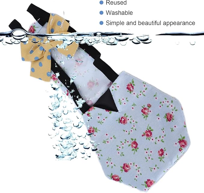 Pet Chicken Duck Diapers, Washable Reusable and Adjustable Nappy Poultry Cloth for Goose Duck Hen Chicken Health Supplies[M Blue Flower]