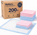 MoMoCo Puppy Pads 23″×23″ Disposable Dog Pee Pads Super Absorbent, Leak-Proof Puppy Training Potty Pads, 200-Count Value Pack (100 Blue + 100 Pink)