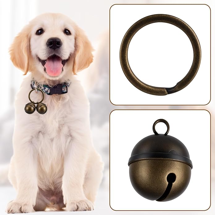 Copper Bells for Dog Collars, Dog Bells for Pet Tracking, Extra Loud Dogs and Cat Bells for Collar, Dogs Collar Bell Copper Collar Bell with Quick Clips for Pet Tracking & Doorbell Potty Training