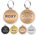 L Champagne Gold Stainless Steel Personalized Dog & Cat Tags - Engraved on Both Sides, Small & Large Sizes, Custom Text