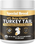 Organic Turkey Tail Mushroom for Dogs and Cats, 45% Beta Glucan Standardized, Hot Water Extracted Whole Fruiting Body, Third Party Tested, Immune and Gut Support, No Fillers, Made in USA, 660 ct