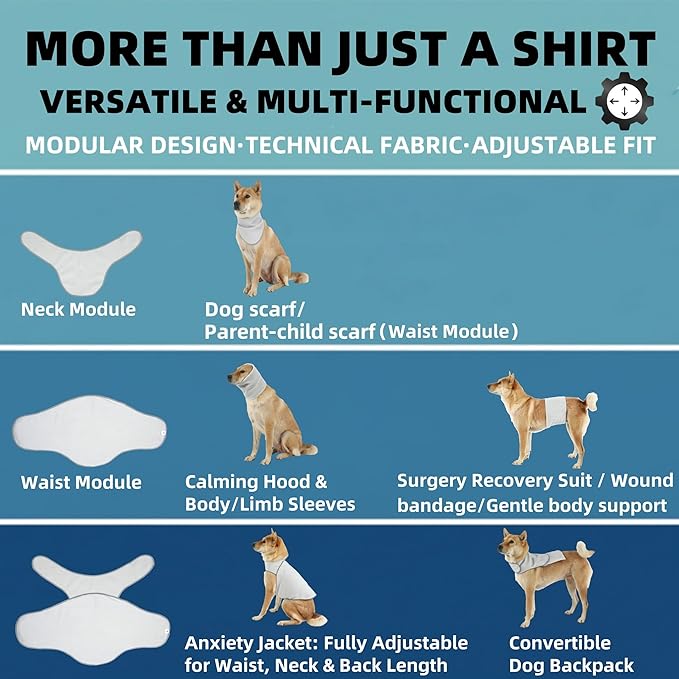 DAJIDALI® Dog & Cat Anxiety Vest & Spay Recovery Suit – Silent Calming Wrap for Surgery, Thunderstorms – Breathable Cone Alternative