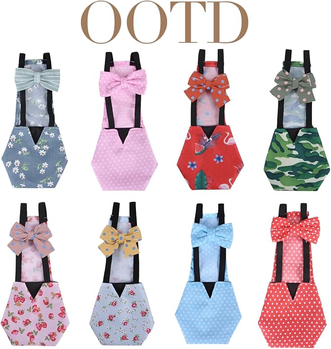 MANON ROSA Chicken Diapers Bantam Hens - Reusable 6-Piece Set with Bow Ties Poultry Nappies Washable Waterproof for Geese Pet Ducks Silkie (6D M)
