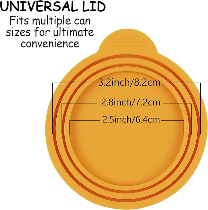 Silicone Pet Food Can Covers - Airtight Lids for Dog & Cat Wet Food Storage, Bone Appetit Food Savers for Freshness (Yellow Mango 2 Pack)