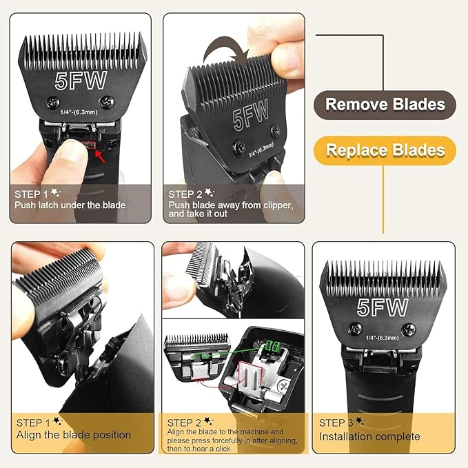 30W Wide Blades for Dog Grooming Blades Compatible with Andis Dog Clippers Blades,Dog Clipper Blades Compatible with Oster A5,Wahl km10 Dog Clippers,Stainless-Steel Blade Sharp