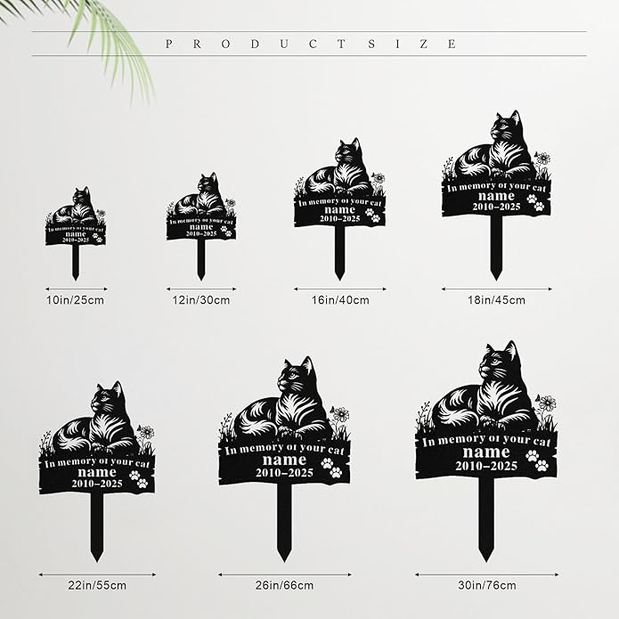 Personalized Memorial Marker for Departed Feline Friends, Handcrafted Cat Grave Stone