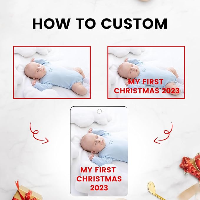 Personalized Family Christmas Ornaments with Photo - Custom Picture Text Ornaments for Christmas Tree 2026, Customized Wood Xmas Tree Decor for Couple, Mom, Dad, Friends, Loves