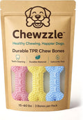 Chewzzle™ Dog Chew Toys for Small Dogs & Puppies | Soft TPR Textured Bones for Light to Moderate Chewers | 3-Pack Vibrant Colours, Safe & Engaging Design