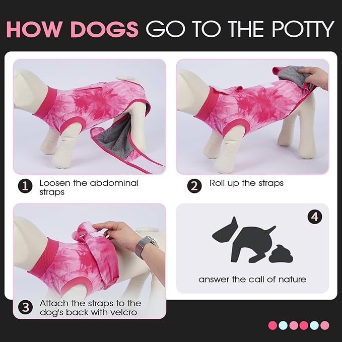 FUAMEY Surgery Recovery Suit for Small Dogs Cats,Dog Surgery Suit Female Spay Male Dogs Neuter Recovery Shirt Dog Onesie Anti Licking Abdominal Wounds Pet Bodysuit Skin Conditions Rose Dye XS