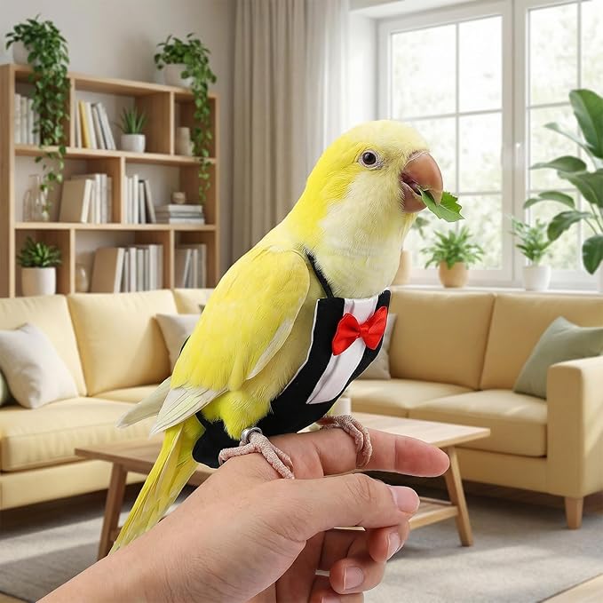 Bird Diaper Harness Flight Suits, Cockatiel Diaper Cute Parrot Pants Urine Wet for Cockatiel Conure Macaw Parakeet, Bird Diapers Reusable Parrot Clothes for Wedding Birthday Cosplay Photo