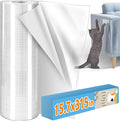 Anti Cat Scratch Furniture Protector, 315" x 15.7" Single Side Sticky Cat Couch Protector for Cloth Fabric Sofas, Large Roll Transparent & Cuttable Cats Scratch Deterrent Tape