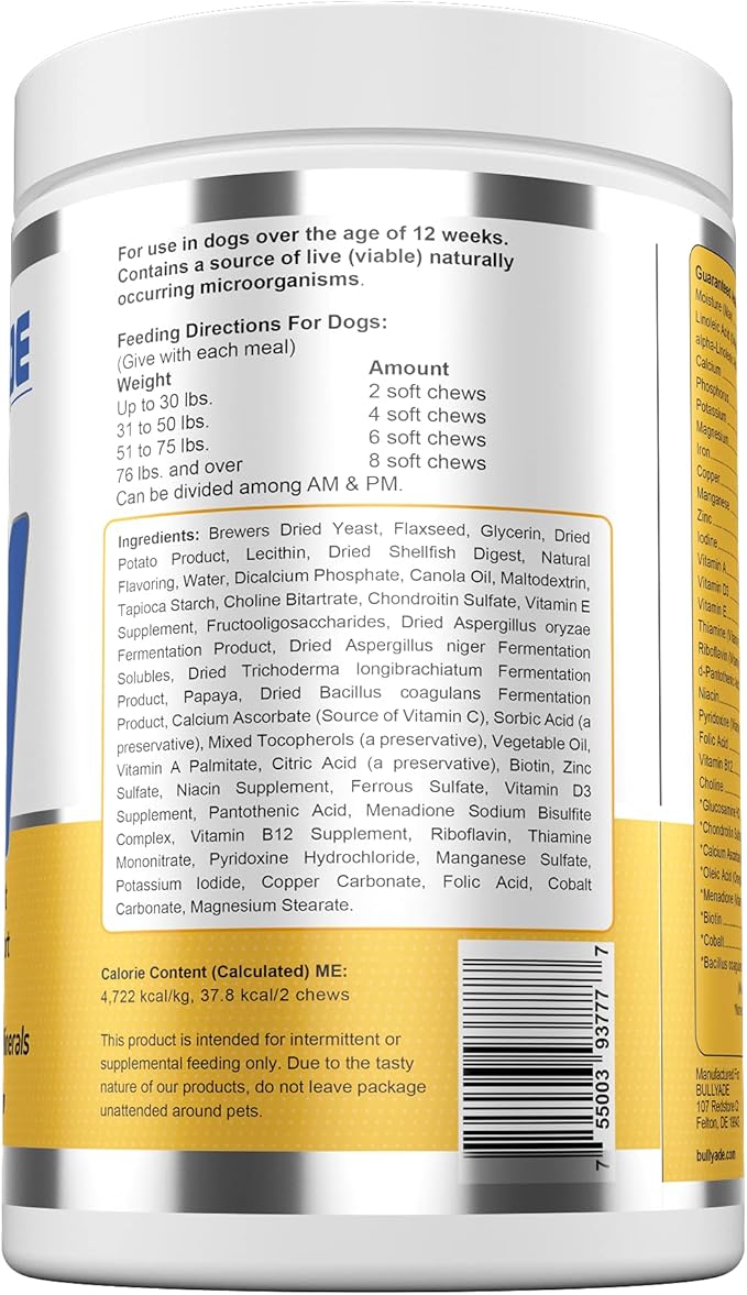 4 in 1 - Probiotic, Joint Support, Skin & Coat, Multi-Vitamin Soft Chews for Dogs, 16.9 oz