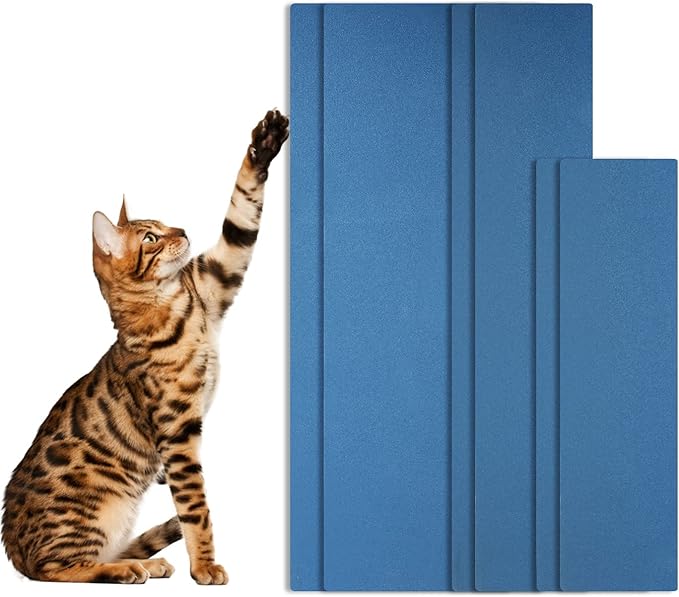 6pcs Cat Nail File Scratching Strips, 3 Sizes Blue 120 Grit Claw Sandpaper Nail File for Cats Scratch Pad Reliable Rounded Corners Cat Scratcher for Furniture Flat Surface Cat Litter Box