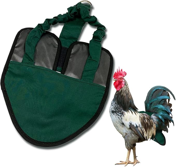 Hen Holster Premium Starter Kit - Bird Diaper, Wrap Around for Hens, Roosters, Ducks - Leak-Proof, Comfortable Bird Harness with Sewn-in Liner, Secure Hook & Loop Closure - S/M, Green