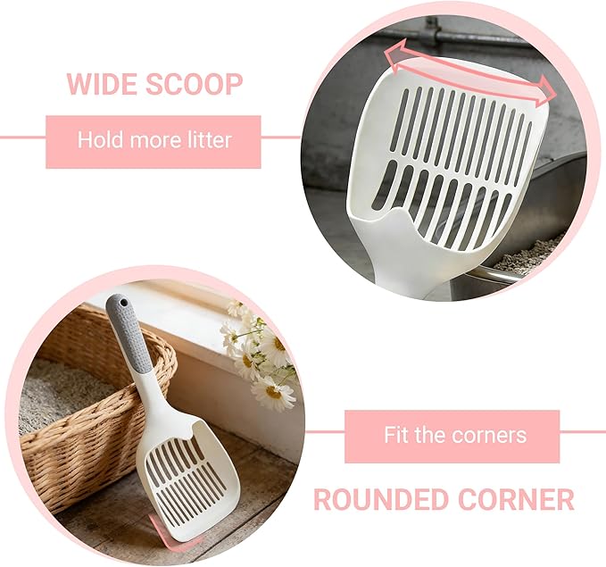 Cat Litter Scoop,Long Handle,Deep Shovel with Comfort Handle for Clumping,Pellets Litter Box