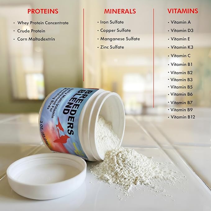 Morning Bird Breeders Blend 3 oz – Protein Supplement for Birds – Supports Breeding, Chick Growth, Muscle Development & Immune Health – Daily Vitamin Blend for Strong Bones & Overall Health