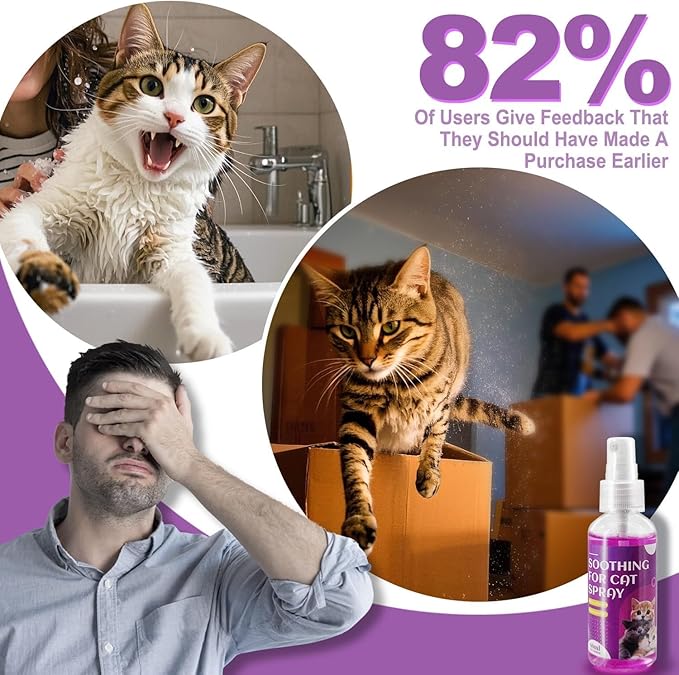 Cats Calming Pheromone Spray & Calming Solution for Cats, Anti Anxiety Pet Products - Feline Calm Pheromones, Cats Reduces Scratching Furniture Peeing Marking Calming Cat for Travel 240 ml