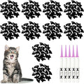 100 pcs Cat Nail Caps | Cat Claw Covers with Adhesives and Applicators | Black (L)