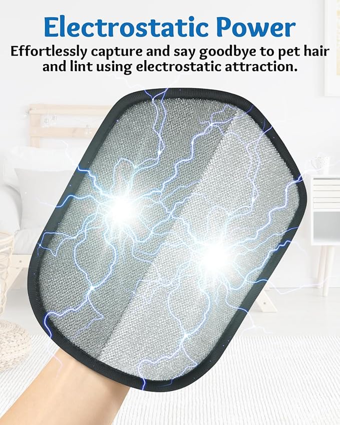2 Pcs Pet Hair Removal Glove for Cats & Dogs,Upgraded Five-Finger Electrostatic Pet Hair Gloves,Reusable & Washable Magic Brush Pet Hair Removal Tool for Couch, Furniture,Clothing