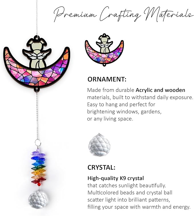 Pet Memorial Suncatcher - Dog & Rainbow Moon - Pets Loss Gift - Heartfelt Dog Suncatcher - Sympathy Paw Print Gifts - Remembrance Keepsake - Mother's Day for Dog Mom Dad