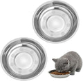 2Pcs Stainless Steel Cat Bowls, Whisker Friendly Metal Pet Food Dishes, Shallow Wide Cat Food Dishes, Flat Cat Food Bowls, Replacement Basic Bowls for Water and Dry Food for Cats Kittens Small Dogs