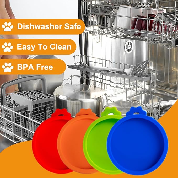 Yobbai Small Wet Food Can Covers for 3 oz & 2.5 oz, Food-Grade Silicone Lids, Easy-Open Pull Tab, BPA-Free, Dishwasher Safe, 6 Pack
