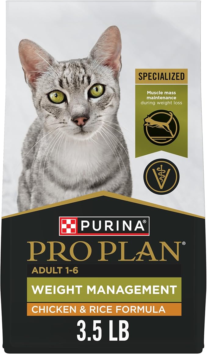 Purina Pro Plan Weight Control Dry Cat Food, Chicken and Rice Formula - 3.5 lb. Bag