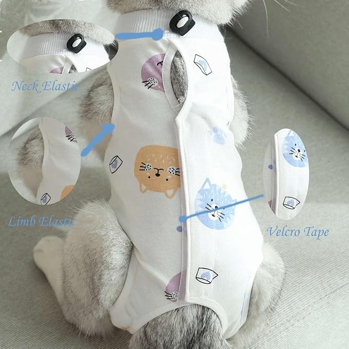 Cat Recovery Suit Female Kitten Onesie for Cats After Surgery Female Spay Surgical Abdominal Wound Skin Diseases Cone Collar Soft Alternative Wear (Cat, M)