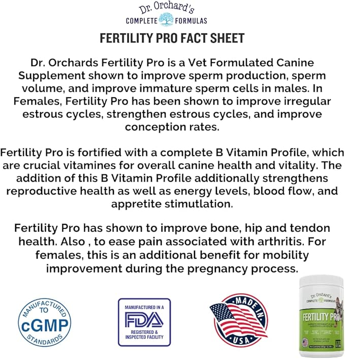 Dr. Orchards Fertility Pro for Dogs - Vet Formulated - for Males and Females -120ct