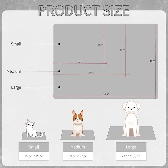NACOCO Summer Pet Cooling Mat - Cat Dog Cushion Pad Sleeping Cool Comfortable Soft for Pets Kids and Adults (Grey French Bulldog, L)