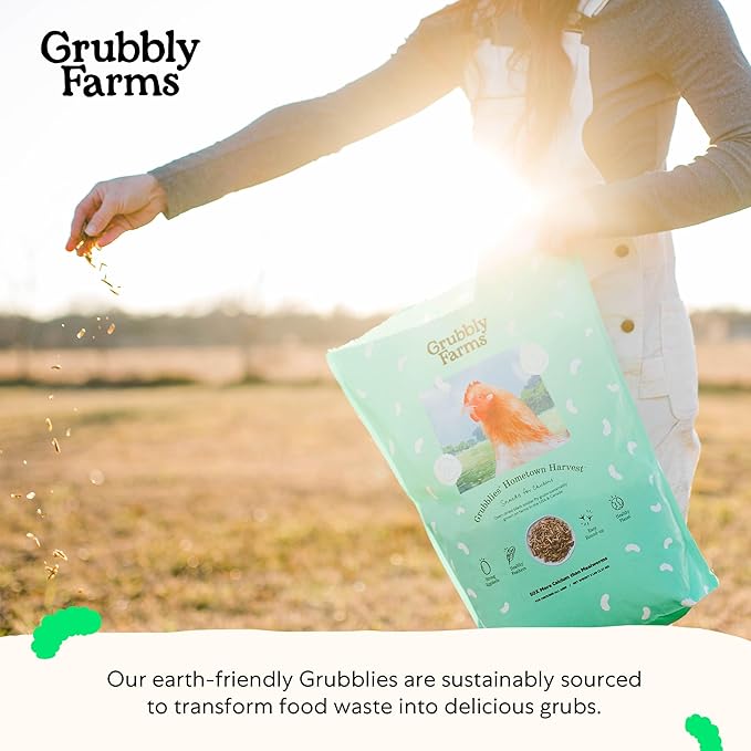 Grubbly Farms Grubblies - Black Soldier Fly Larvae for Chickens - Chicken Treats Grown in the US and Canada - for Strong Eggshells and Healthy Feathers - Grubblies Hometown Harvest 1LB
